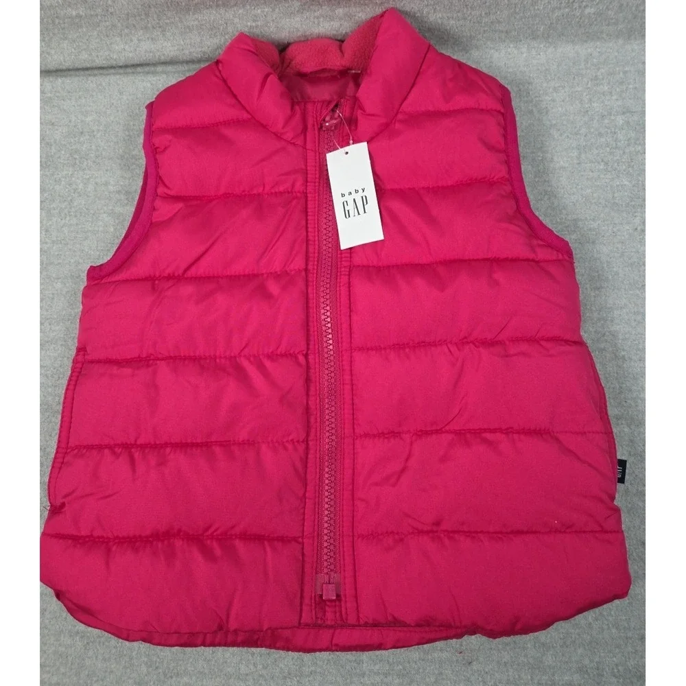 GAP Baby Girls 18-24 Mos Puffer‎ Vest Cold Control Hot Pink Full Zip Warm NEW